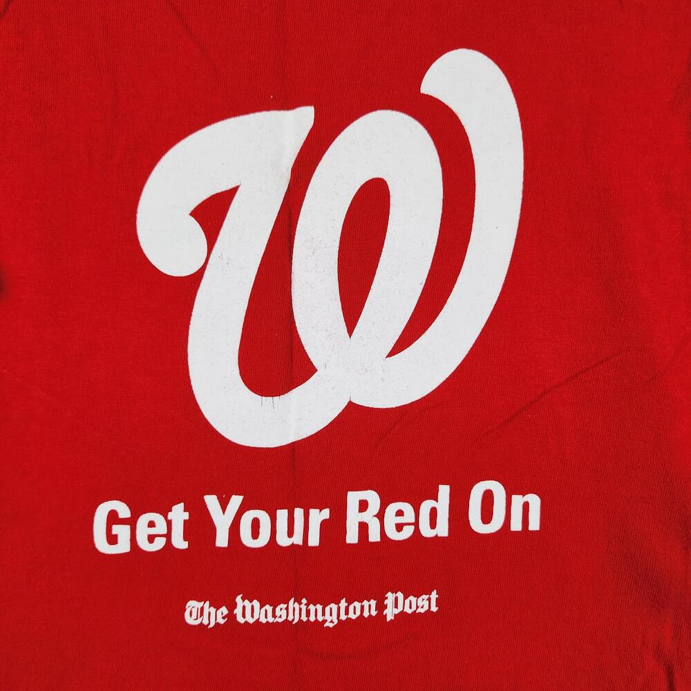 Vintage Washington Nationals Shirt Mens XL Red MLB Washinton Post Graphic Logo